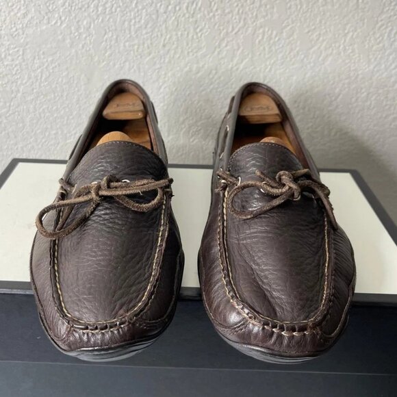 LL Bean Moccasins Brown Leather Deck Boat Shoes Slip On Men's Size 10.5 EE - Picture 1 of 9